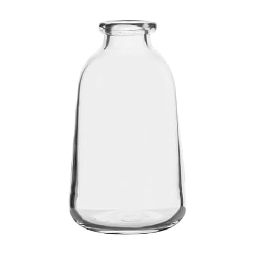 Elements Glass Milk Bottle Vase, for Use with Dried or Faux Flowers and Greenery, 6.7x6.7x9.4 Inch, Clear