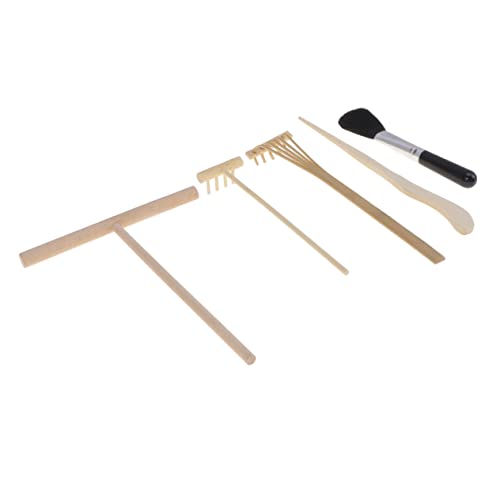 Vaguelly Zen Garden Tool Set 5pc Set Mini Tooth Rake Japanese Style Tooth Rake Microlandschaft Tool Tooth Rake for Microlandschaft Five Piece Set Bamboo Japanese Rake Set