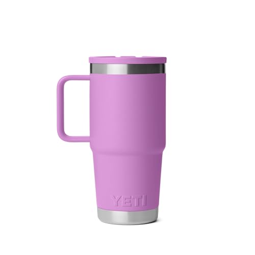 Image of YETI Rambler 20 oz Travel Mug with Flip Straw Lid - Stainless Steel, Vacuum Insulated, Leakproof, Cup Holder Friendly, Desert Bloom