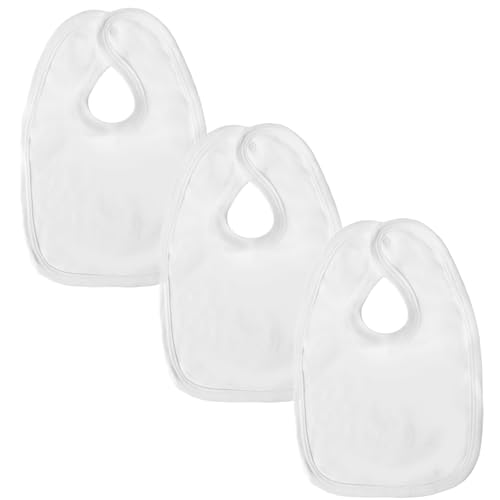 Large Cotton Baby Dribble Bib - Baby Bibs 0-6 Months to 6-12 Months - Premium British Made Teething Bib for Boys & Girls - 3 Pack, White