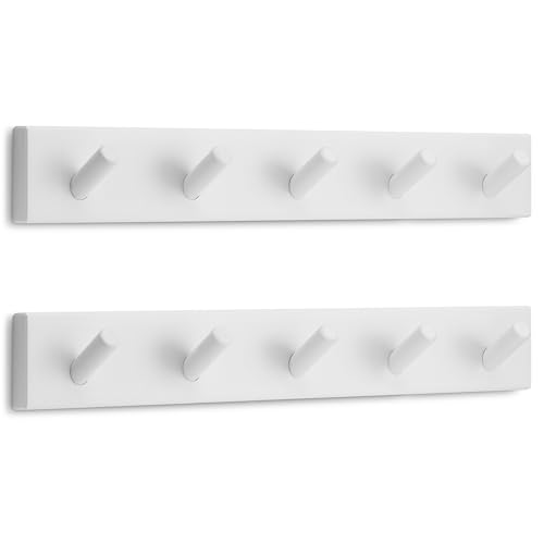 LARHN Perchero Pared Blanco (2 uds.) - 5 Colgadores - 43 cm - Per...