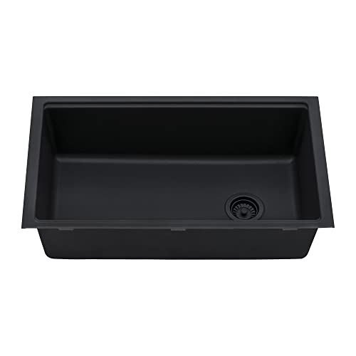 Ruvati 33-Inch Black Workstation Kitchen Sink Granite Composite Undermount - Rvg2302Bk #TOP5