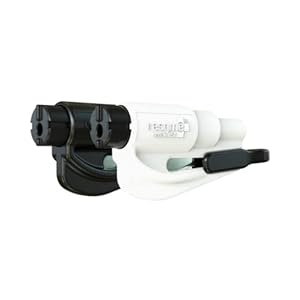 resqme Pack of 2 The Original Emergency Keychain Car Escape Tool, 2-in-1 Seatbelt Cutter and Window Breaker, Made in USA, Black, White – Compact Emergency Hammer