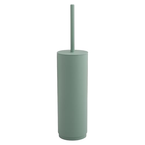 Gedy Sharon Escobillero baño WC en resinas termoplásticas Ligero y Resistente, Verde Mate, Escobillero Suelo con piña Negra en Nylon, 9 x 9 x 38,4 cm