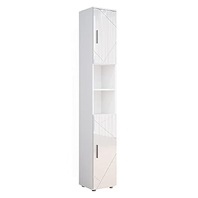Vicco Meuble de Rangement de Salle de Bain Irma, Blanc Haute Brillance, 30 x 192 cm