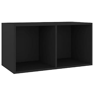 vidaXL Boîte de Rangement de Vinyles, Armoire de Classement, Étagère de Collection de Disques, Organisateur de Maison Salon Intérieur, Noir Bois d’Ingénierie - Les Beatles, Paul McCartney, John Lennon, RIngo Starr, George Harrison