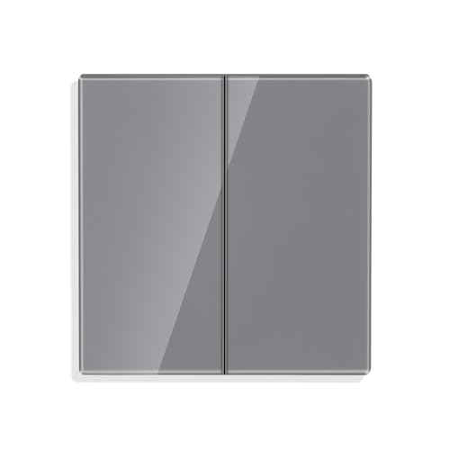 CNBINGO Big Rocker Button Switch, Glass Wall Plate, Electrical Double Light Switch