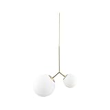 Größe: L: 70 cm, B: 47 cm House Doctor Lampe, Twice, weiß, l: 70 cm, E14, Max 40 W pro Steckdose, 3,0 m Kabel, handgemachte Glaskugel, 70 x 30.29 cm, 203970105