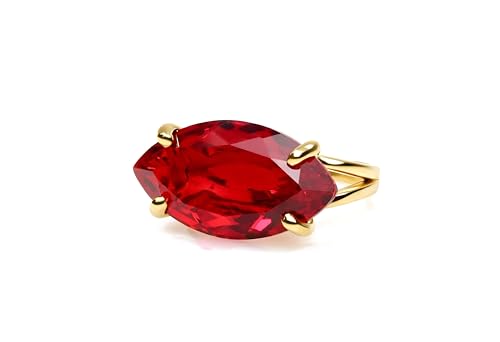Bague de Mode Rubis Marquise, le cadeau idéal pour femme avec pierre de naissance de juillet