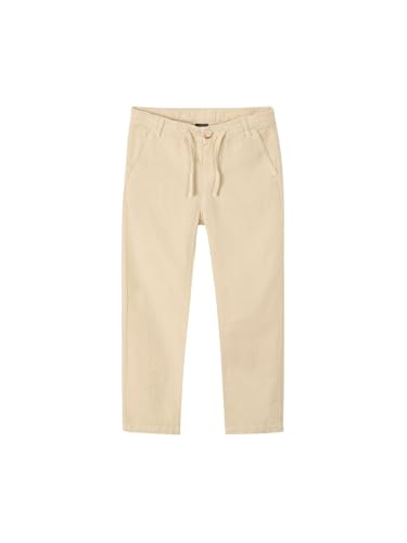 Pantalón de lino infantil Mayoral color galleta para paseos y eventos en verano