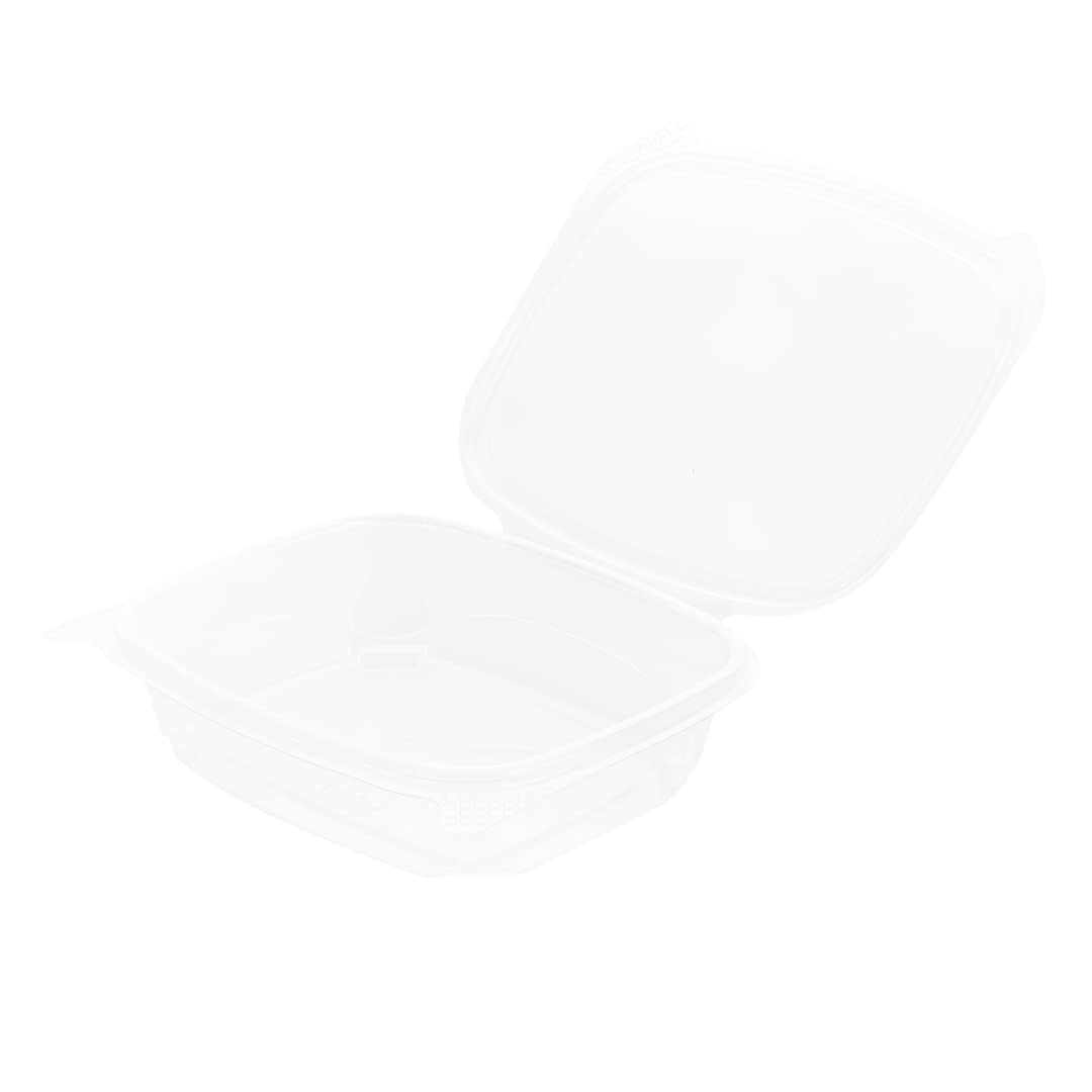 Thermo Tek - Contenedores de comida delicatessen de 24 onzas, 100 recipientes con tapa con bisagras antivaho, congelables, rectangulares, de plástico transparente, desechables Restaurantware