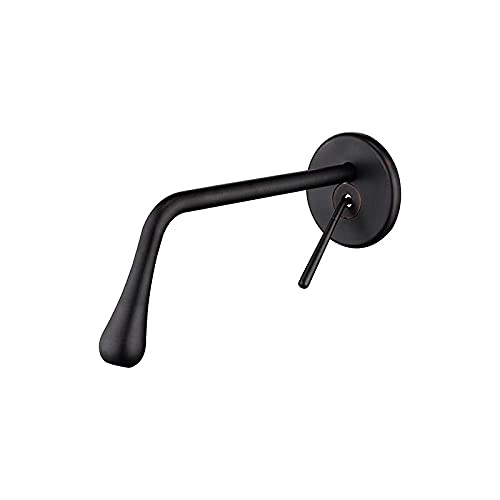 Mitigeur de grue de lavabo mural anti-goutte fini noir pour vasque