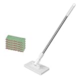 乾湿両用モップ 乾湿両用 自動で雑巾を挟む 手洗い不要 自動布替え 360度回転 1秒で着脱 自動で挟み 再利用 フロア用掃除道具 延長ボール付き 窓/壁/鏡/床/地面/天井ホコリ除去用 掃除道具 (モップ+5枚布)