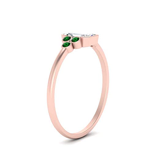 Image of Choose Your Gemstone Bezel Set Petite Diamond CZ Ring Rose Gold Plated Emerald Shape Petite Engagement Rings Everyday Jewelry Wedding Jewelry Handmade Gifts for Wife US Size 4 to 12
