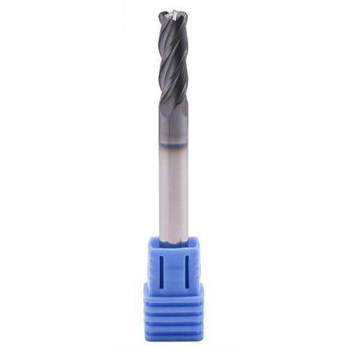 Image of 1 /4 inch 4 Flute Solid Carbide End Mill - .060 inch Corner Radius, AlTiN Coated | 35 Helix, 1 /4 inch Cutting Dia, 1 /4 inch Shank Dia, 3 /4 inch LOC, 2-1 /2 inch OAL For Milling Alloy Steel, Cast Iron, Copper