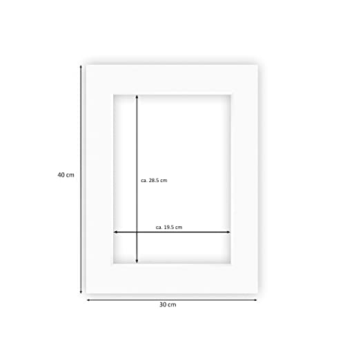 nielsen Conservation Passepartout Karton 1,5 mm | Außenformat 30x40 cm für Bildformat 20,5x29,5 cm (auch für DIN A4) | Reinweiß (hellweiß) | glatte Oberfläche