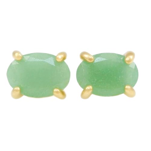 Boucles d'oreilles aventurine verte anti allergie en argent 925 plaqué or