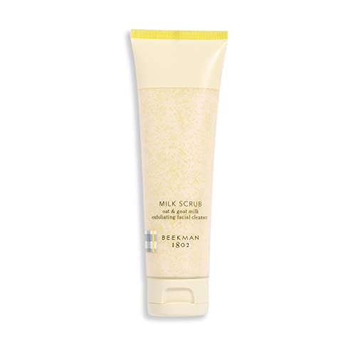 Beekman 1802 Milk Scrub Oat + Goat Milk Exfoliating Cleanser - 3 fl oz - Gently Polishes Skin & Minimizes Look of Pores - Skin Barrier & Biome Safe - Good for Sensitive Skin - Cruelty Free