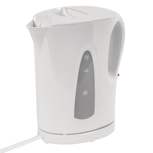 Caterlite 1kW Hotel Room Cordless Electric Kettle 1 Litre, White, Automatic Cut Off, Overheat Protection, Holiday Let Appliance, CJ885