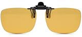 JESSIEDANTON HD Night Vision Polarized Clip-on Flip Up Metal Clip Rimless Sunglasses, Lightweight, XL Size, Yellow Lens