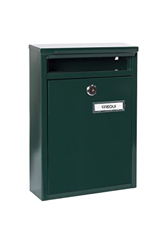 Miniatura 2 de Arregui Zaguán E5753 Buzón Exterior De Acero Tamaño S Correo Din A5 Buzón De Pared Pequeño Buzón De Correo Con Boca Trasera Recogecartas Antilluvia Fácil De Instalar Verde