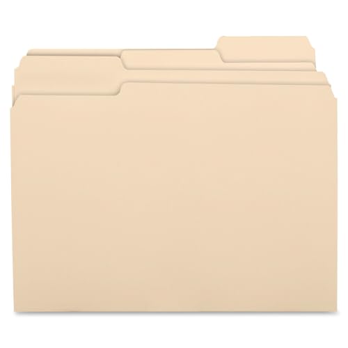 Business Source, BSN17525, 1/3 Cut 1-ply Top Tab Manila Folders, 100 / Box, Manila