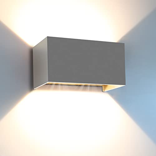 Kingwen 20W Applique Murale Intérieur/Extérieur 3000K blanc chaud LED Appliques Murales Angle de Rayonnement Réglable Applique Extérieur IP65 Étanche (Gris) Cover