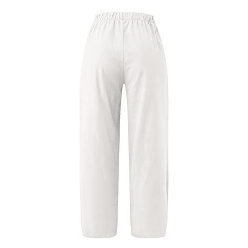 Pants for Womens Tulip Hem Elastic Waist Cropped Trousers 2025 Summer Casual Loose Fit Comfy Palazzo Pants Plus Size4
