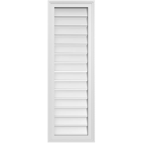 14"W x 42"H Rectangle Surface Mount PVC Gable Vent: Functional, w/ 1-1/2" x 2" Brickmould Frame