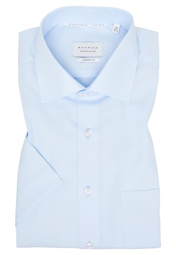 ETERNA Hemd Halbarm Popeline, Hellblau, Modern Fit, Bügelfrei, Knitterfrei, 100{faba5fde10e8f5793f5b05f60f464b1918209fb9e440c56a741a479ea818bb7f} Baumwolle, Classic Kent Gr. 46 ETERNA Hemd Halbarm Popeline, Hellblau, Modern Fit, Bügelfrei, Knitterfrei, 100{faba5fde10e8f5793f5b05f60f464b1918209fb9e440c56a741a479ea818bb7f} Baumwolle, Classic Kent Gr. 46