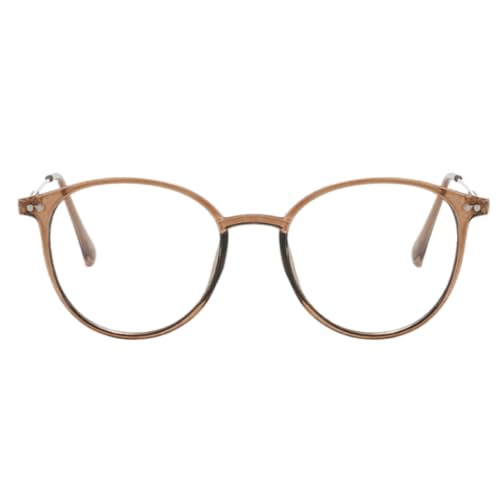 Image of Shiratori Retro Round Blue Light Blocking Glasses for Women Men, Lightweight Metal Temple Eyeglasses