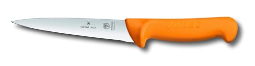 Victorinox Küchenmesser Swibo Ausbein und Stechmesser Normaler Schliff, Swiss Made, 18 cm Klingenlänge, orange