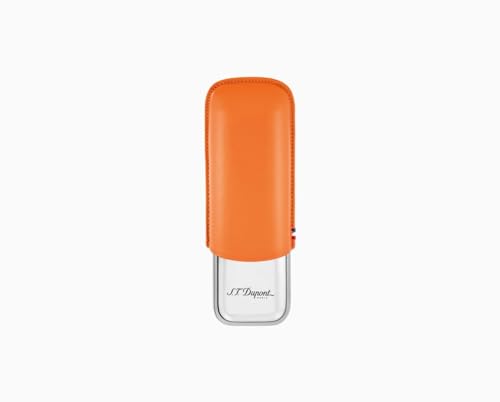 Porte cigares ST Dupont double métal et cuir orange haut de gamme