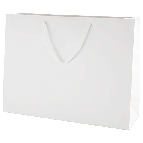 Thepaperbagstore 5 White Luxury Matt Laminated Paper Bags with Rope Handles - Large 400x300x130mm