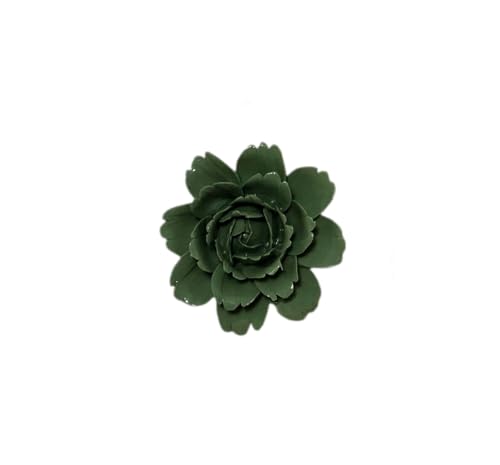 Image of Ceramic Flower Wall Art Decor, Artificial Flower Wall Sculpture,Handmade Ceramic Flowers for Home,Hallway,Living Room, Kitchen,Bathroom (Dark Green,Camellia, 2.76 inch)
