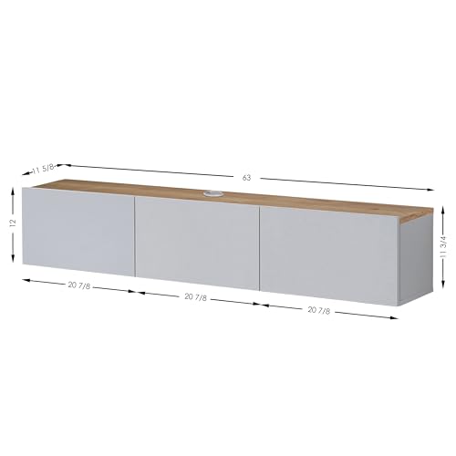 Atelier Mobili Floating TV Stand, TV Stand up to 75 inch TV, Floating TV Stand Wall Mounted, Floating Entertainment Center, TV Stands for Living Room, White TV Stand