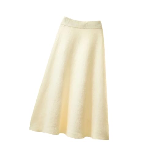 Women Y2k Casual Long Skirt Fall Winter Elastic High Waisted A-Line Casual Female Street Skirts Beige One Size