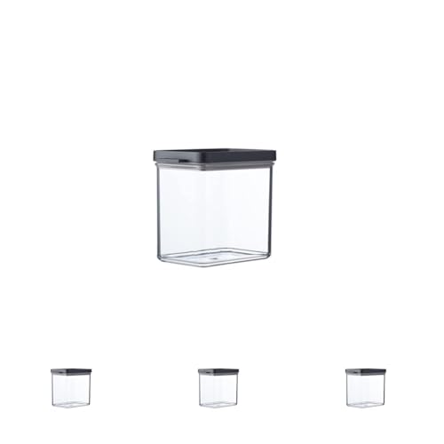 Mepal Vorratsdosen mit Deckel - Vorratsbehälter Luftdicht & Stapelbar - Küchenaufbewahrung & Organisation - Spülmaschinenfest - 1100 ml - Black (Packung mit 4)