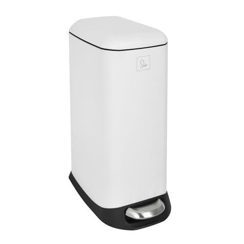 SVITA TS20 Mülleimer Treteimer Abfalleimer 20l inkl. Inneneimer Kunststoff Pedal Softclose-Deckel rechteckig Küchen-Hilfe Weiß