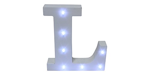 Letra L de madera con luz LED blanca para decoración de bodas y eventos de 6cm 2