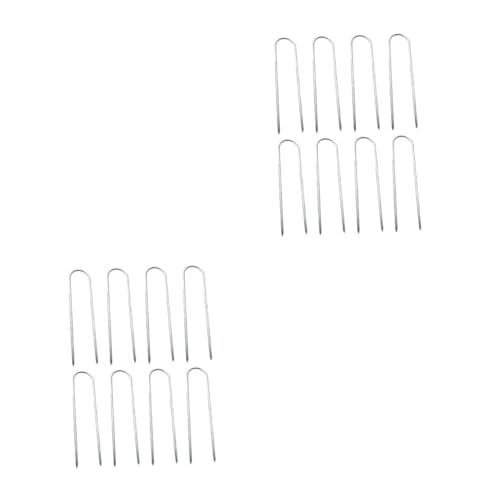 Toddmomy 2 Juegos Clavo De Tierra En Forma De U Estacas De Jardín En Forma De U Estaca De Fijación De La Tienda Estaca De Trampolín Estaca De Jardín De La Tienda Silver Acero 8 Uds * 2