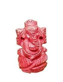 Hijet Red Coral Carved Ganesha Moonga Ganesha Statue 2" Long for Chakra Balancing Meditation Yoga Reiki Gemstone Spiritual Energized Positive Mental Peace Prosperity