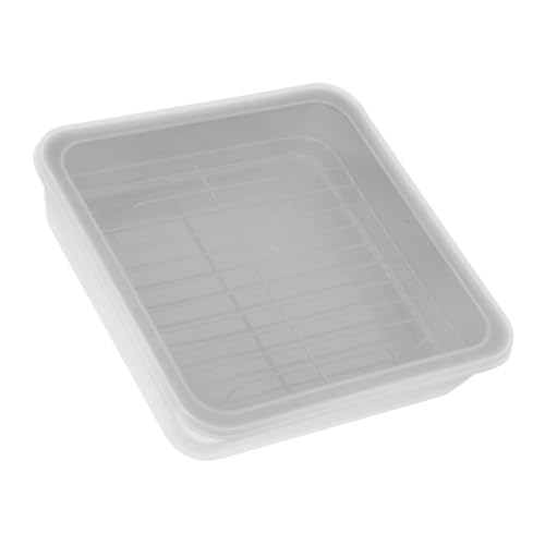 Mikikit 1 Set Meat Roasting Pan Oven- Freezer Vegetable Roasting Pan Cook Grill Lid Rectangular Steel Cool Dumpling Stainless Stackable Food Storage Bin Fridge Organizer Bin