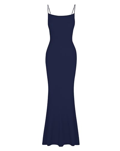 Image of AUSELILY Womens Bodycon Maxi Dress Square Neck Sexy Slip Long Dress | Sleeveless slip design with a long skirt line, Going out dress for celebrations, Style with heels