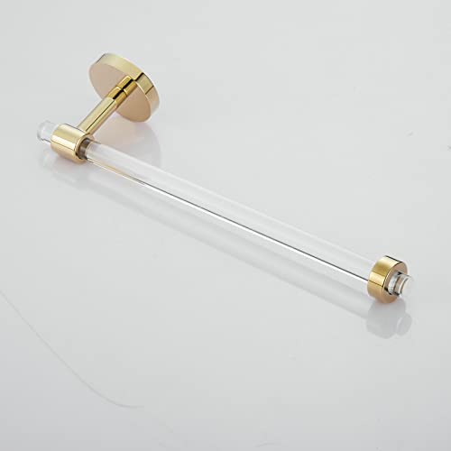 Acrylic Bathroom Hardware Accessories Set 3 Pieces,Gold Hand Towel Holder/Toilet Paper Holder/Hook,Wall Mounted Towel Holder Modern Shunli #TOP6
