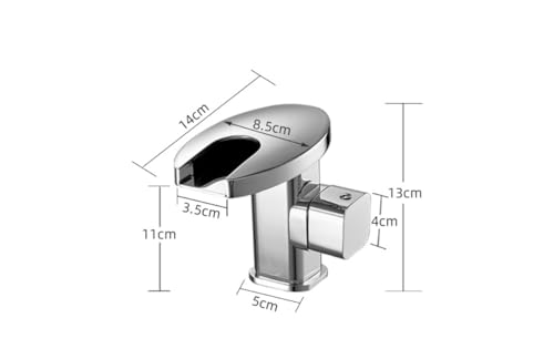 Grifo cascada inteligente para un baño moderno con luces LED cromado blanco 2
