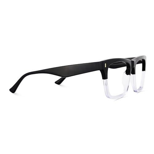 Image of Zeelool Rectangle Glasses Frames for Men, Acetate Eyeglasses Eyewear Frame with Clear Lens & Metal Hinges ZJGA996987-02
