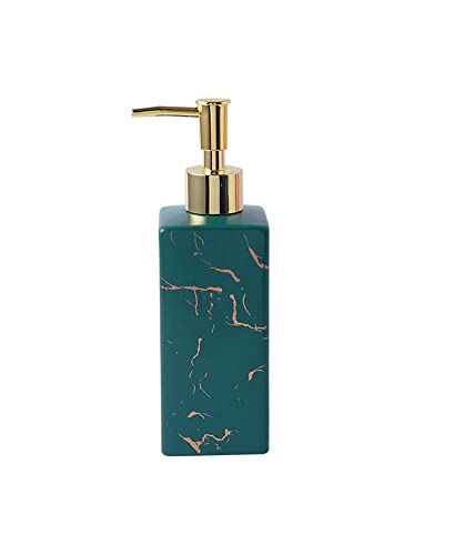 OLSKFUH Dispensador De Jabón, Botella De Jabón De 350 Ml, Dispensador De Loción, Dispensador De Jabón Líquido De Cerámica con Bomba Dorada Galvanizada para Baño Y Ducha.,Green