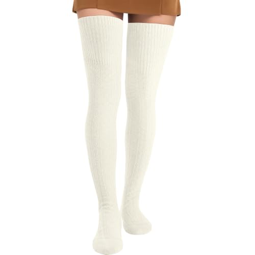 Image of Pleneal Thigh High Socks Womens Over Knee High Boot Socks Knit Leg Warmers