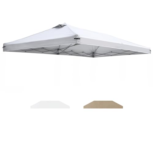 10x20 Canopy Replacement Top Cover with Air Vents for ez up Pop up Canopy Gazebo Tent with Adjustable Straps Waterproof & Anti-UV for Outdoor Shade (Top Only Frame Not Included) (White)